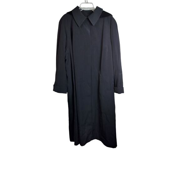 4376)Vtg 90 Gallery Woman 24W Black Removable Liner Hooded Washable Trench Coat - Picture 2 of 16